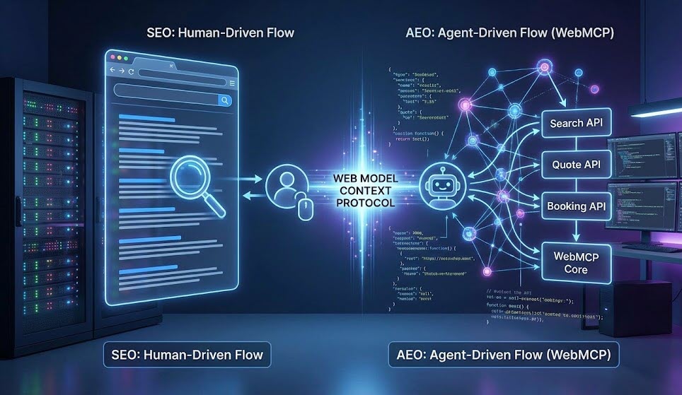 Da SEO ad AEO: progettare siti agent-ready WebMCP e MCP 5 webmpc