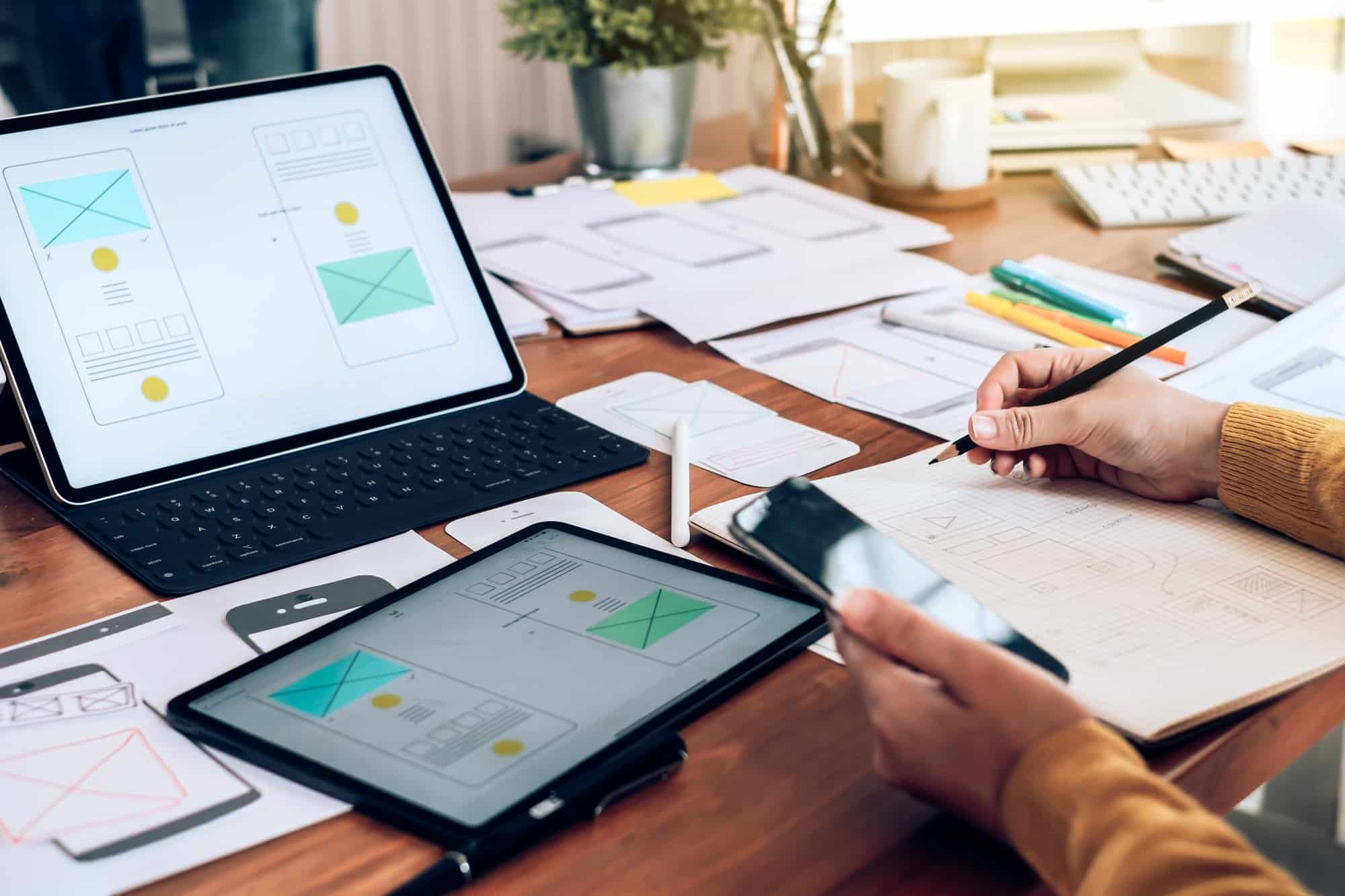 web designer working on website ux app development